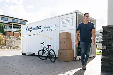 BigSteelBox moving container in driveway