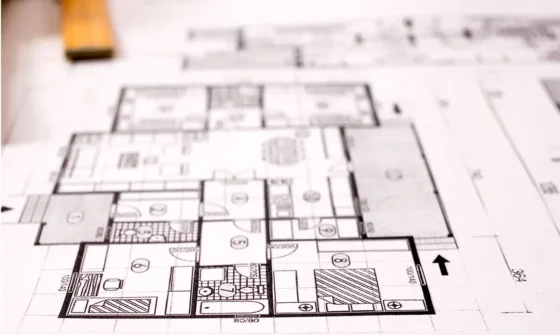 A drawing of an architectural renovation plan.