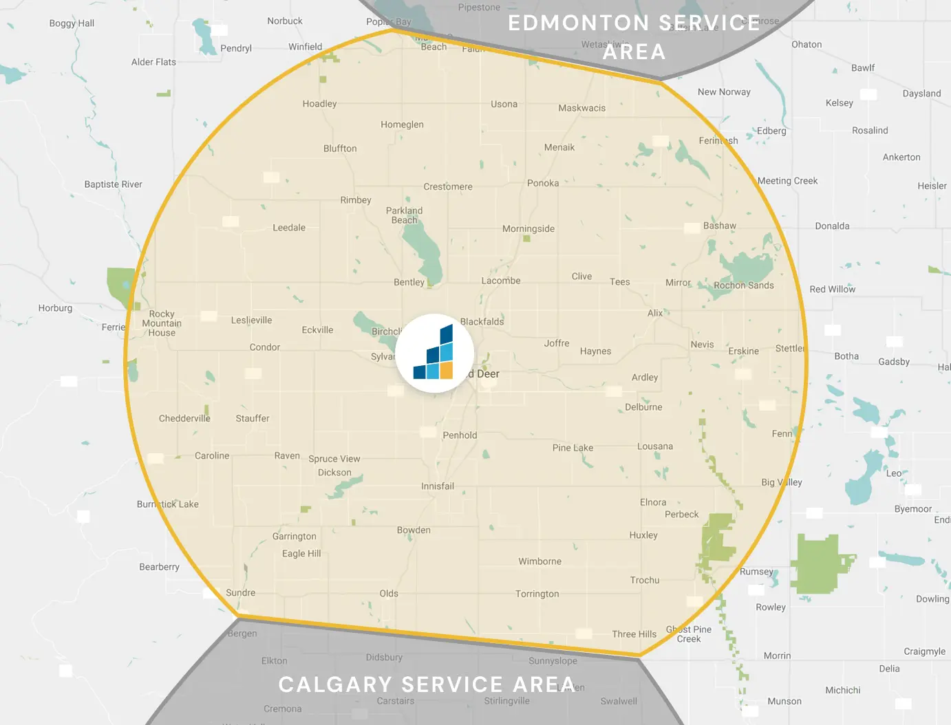 Red Deer's Location Map