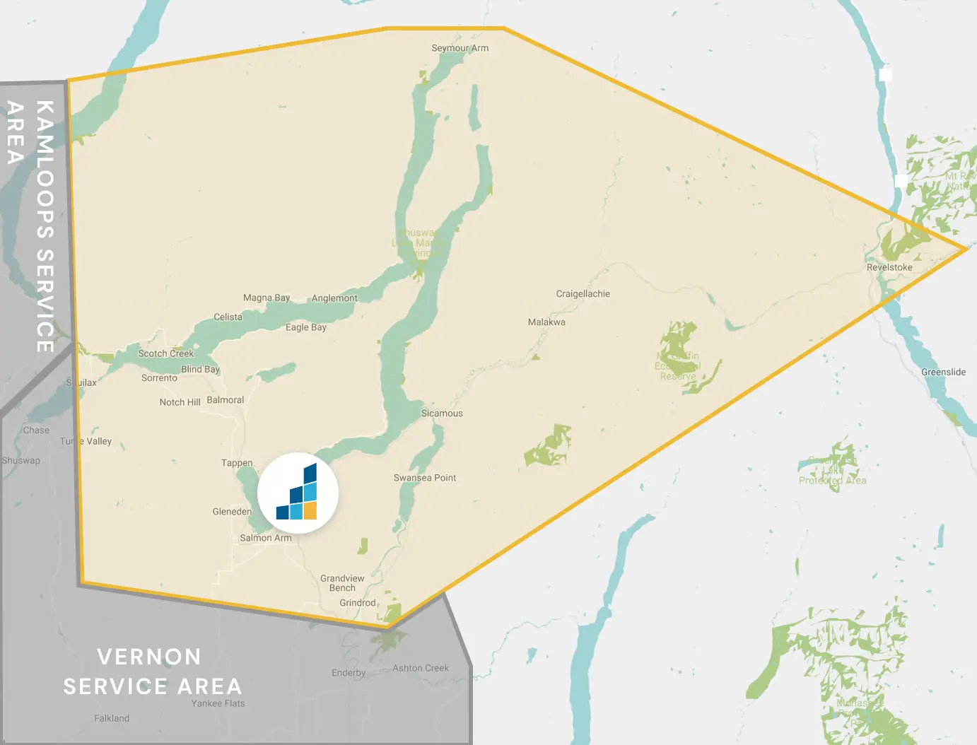 Salmon Arm's Location Map